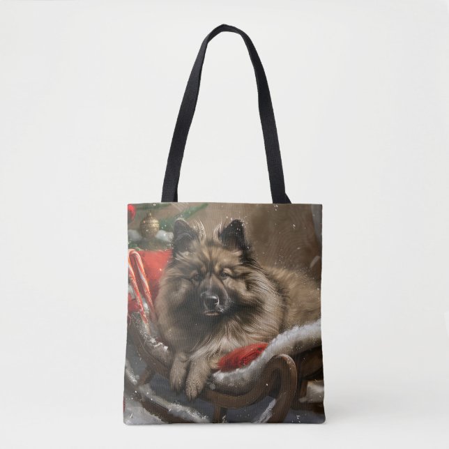Tote Bag keeshond Festive de Noël de chien (Devant)