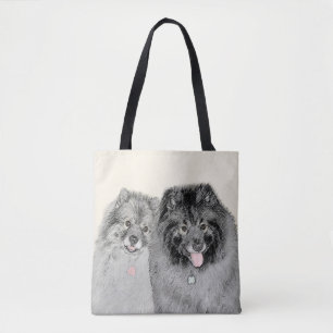 Tote Bag Keeshond Maman et Son Peinture - Art Chien origina