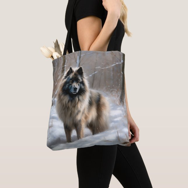 Tote Bag Keeshond Qu'Il Neige Noël (De près)