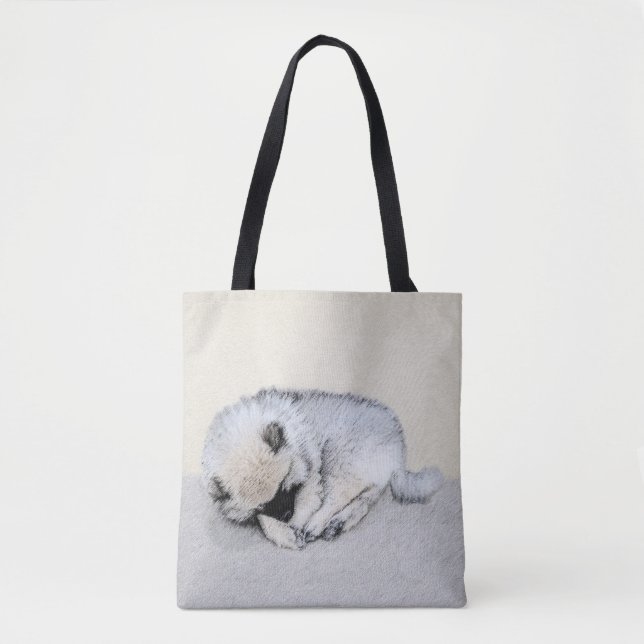 Tote Bag Keeshond Sleeping Puppy Peinture Chien Art origina (Devant)