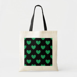 Tote Bag Kelly Coeurs polka vert sur noir
