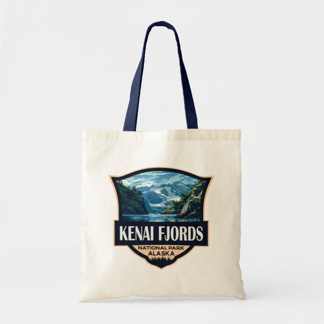 Tote Bag Kenai Fjords National Park Illustration Art rétro (Devant)