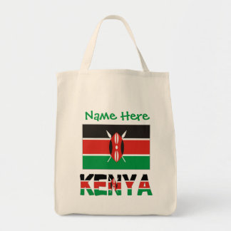 Tote Bag Kenya et drapeau kenyan carrelé avec votre nom