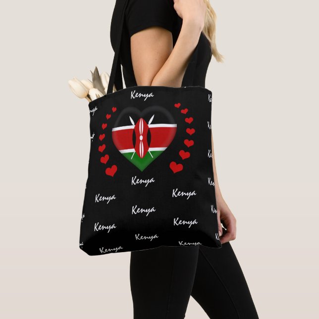 Tote Bag Kenya Flag & Heart, sport et mode du drapeau kenya (De près)