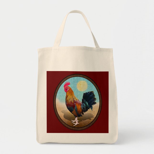 Tote Bag Key West - Rooster tzigane Vintage ovale (Devant)