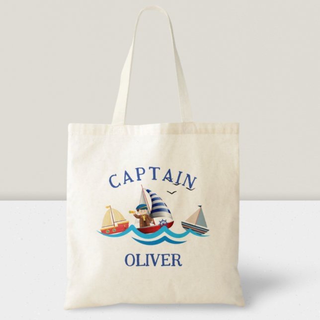 Tote Bag Kids Nautical Boat Captain Personnalisé (Créateur téléchargé)