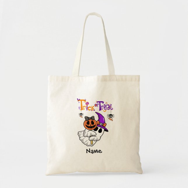 Tote Bag Kids Personalised Halloween Trick or Treat  (Devant)