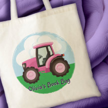 Kids Pink Farm Tractor Cute Girly Personalized