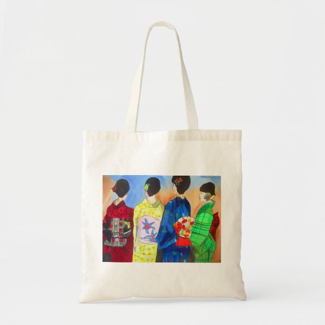 Tote Bag Kimono de printemps japonais Geisha art (Devant)