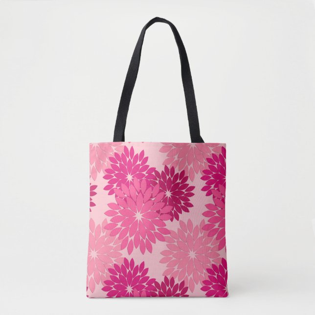 Tote Bag Kimono floral moderne Impression, Coral rose (Devant)