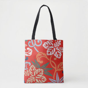 Tote Bag Kimono japonais hawaïen rouge : Vintage floral
