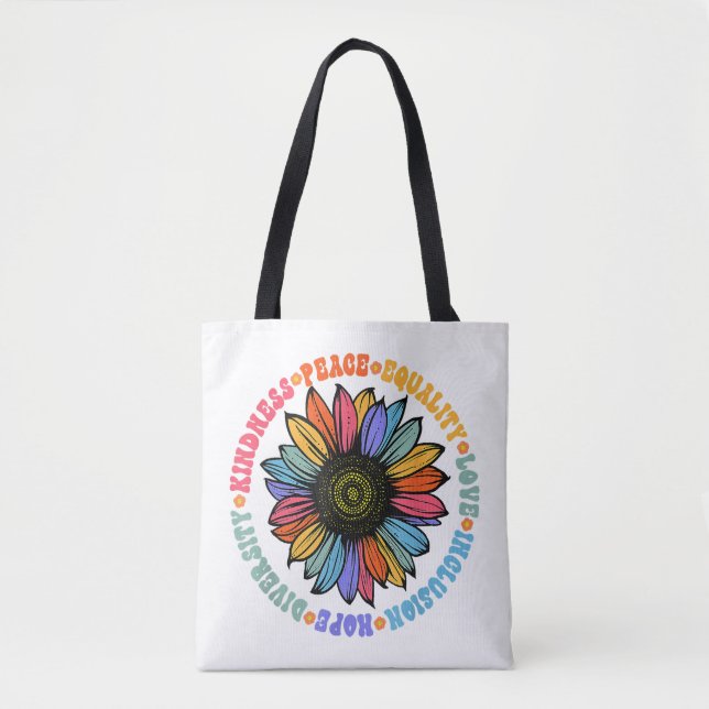 Tote Bag Kindness Peace Equality Love Hope Diversity Human (Devant)