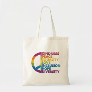 Tote Bag Kindness Peace Equality Love Inclusion Hope Divers