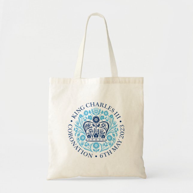Tote Bag King Charles III Coronation Modèle officiel bleu (Devant)