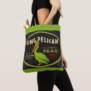 Tote Bag King Pelican California pois crate étiquette