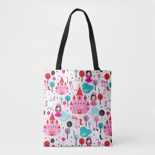 Tote Bag kiprincess castle and unicorn (Devant)
