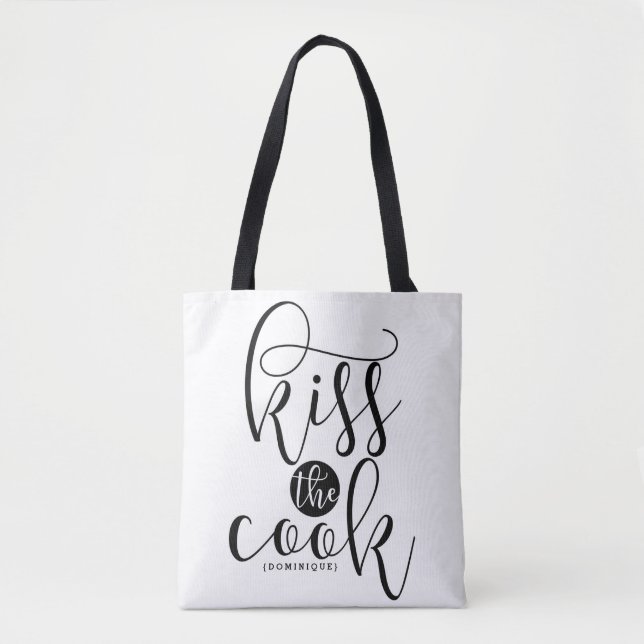 Tote Bag Kiss The Cook Modern Script Personnalisé (Devant)