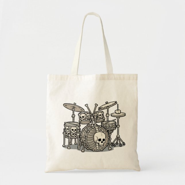 Tote Bag Kit de batterie squelette Heavy Metal (Devant)