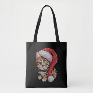 Tote Bag Kit de Noël vintage pour amateur de chatons