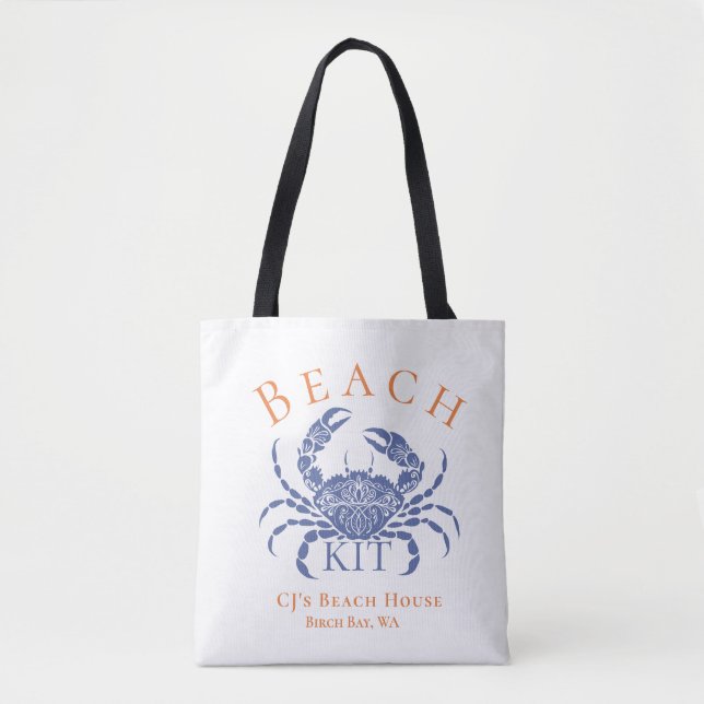Tote Bag Kit de plage pour invités Crabe Bleu  (Devant)
