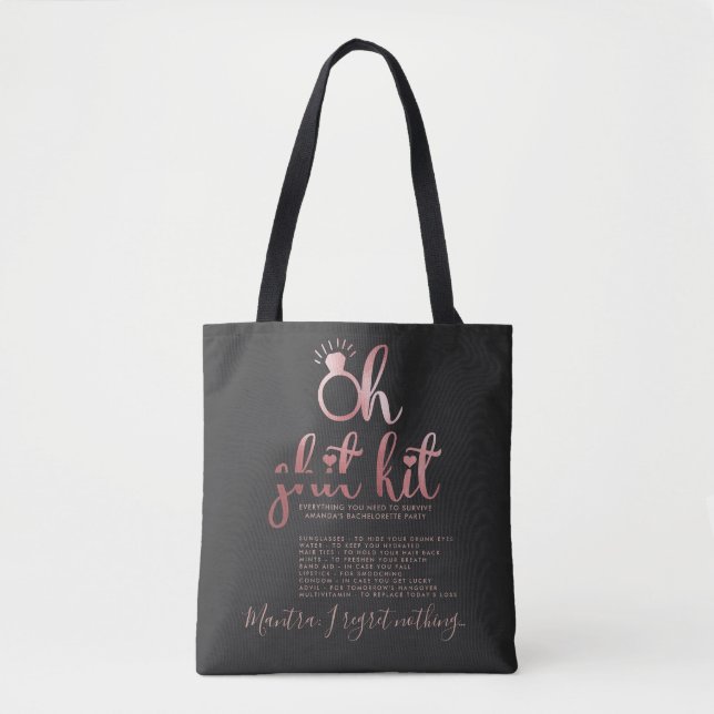 Tote Bag Kit rose Gold Bachelorette Personnalisé (Devant)