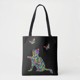 Tote Bag Kitten Prismatic Jouer avec des papillons