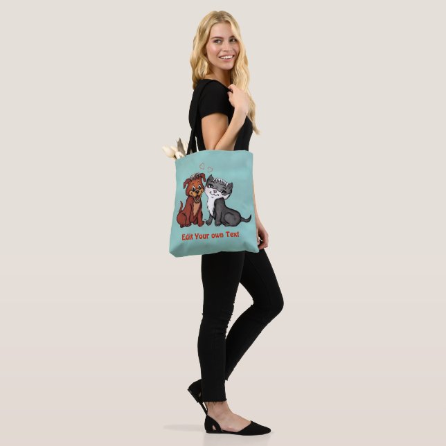 Tote Bag Kitty et Puppy, Modifier votre texte (Sur le modèle)