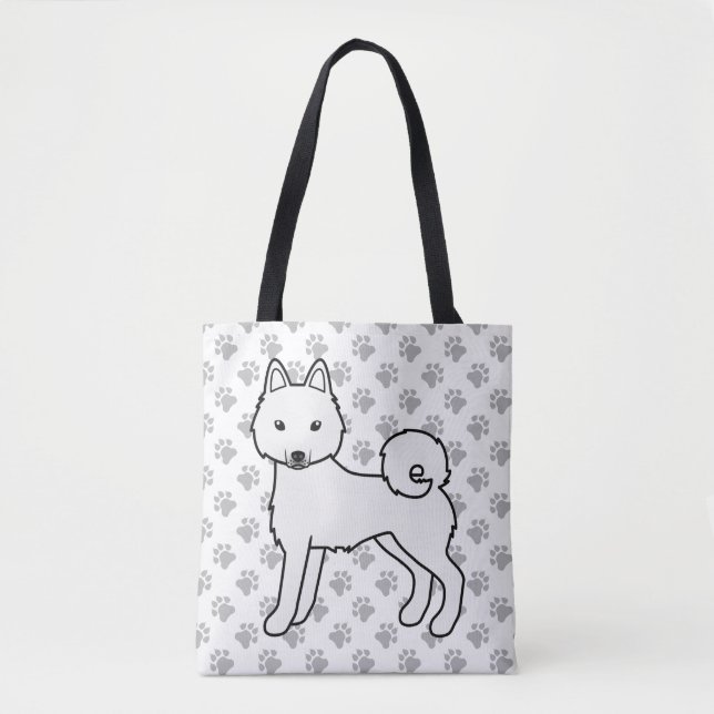 Tote Bag Klee Kai Alaskan Blanc Chien et Pattes Mignons (Devant)