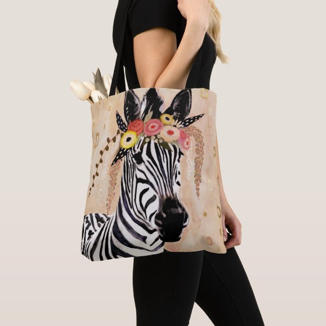 Tote Bag Klimt Zebra | Couronne De Fleurs (De près)