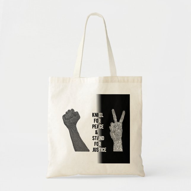 Tote Bag Kneel for Peace and Stand for Justice (Devant)