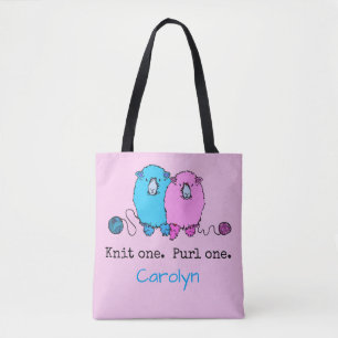 Tote Bag Knit one Purl one. Fun mouton moelleux personnalis