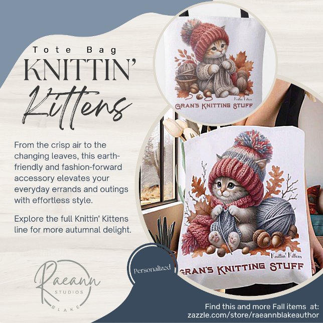 Tote Bag Knittin' Kittens Fourre-tout personnalisé (Créateur téléchargé)