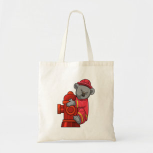 Tote Bag Koala as Firefighter with Fire hydrant