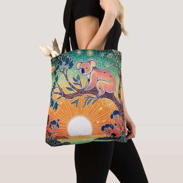Tote Bag Koala Australian Outback Folk Art Nature (De près)