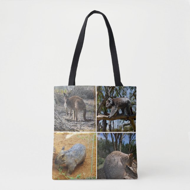 Tote Bag Koala, Kangaroo, Quokka, Wombat, (Devant)