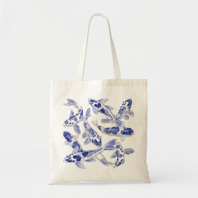Tote Bag Koi bleu et blanc (Devant)