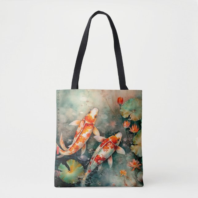 Tote Bag Koi pêche l'impression japonaise (Devant)