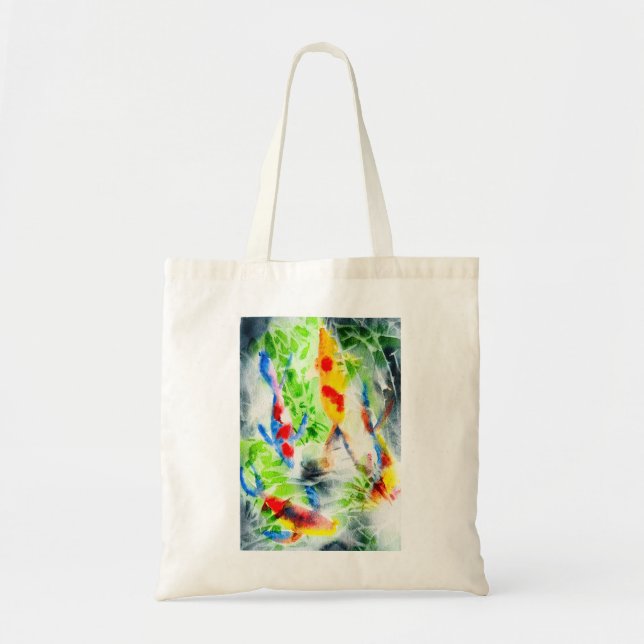 Tote Bag Koi poisson coloré aquarelle art (Devant)