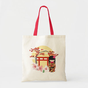 Tote Bag Kokeshi Doll Art zen