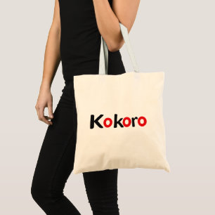 Tote Bag Kokoro Texte noir et rouge