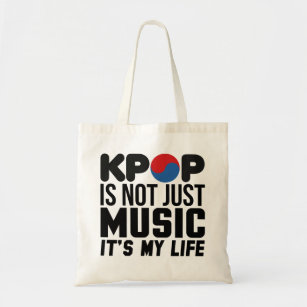 Tote Bag Kpop is My Life Music Slogan Graphics