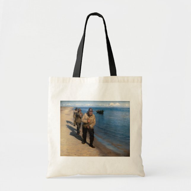 Tote Bag Kroyer - Trois pêcheurs tirant un bateau (Devant)