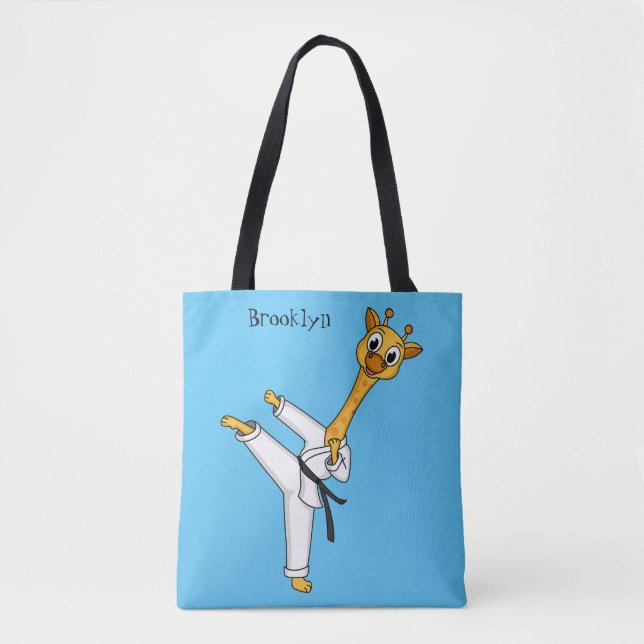 Tote Bag Kung Fu giraffe cartoon illustration  (Devant)