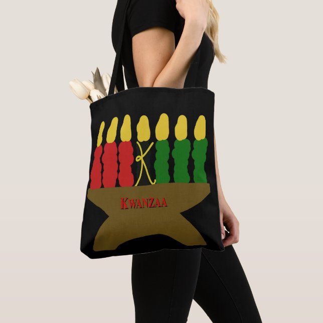 Tote Bag Kwanzaa Art avec texte rouge (De près)