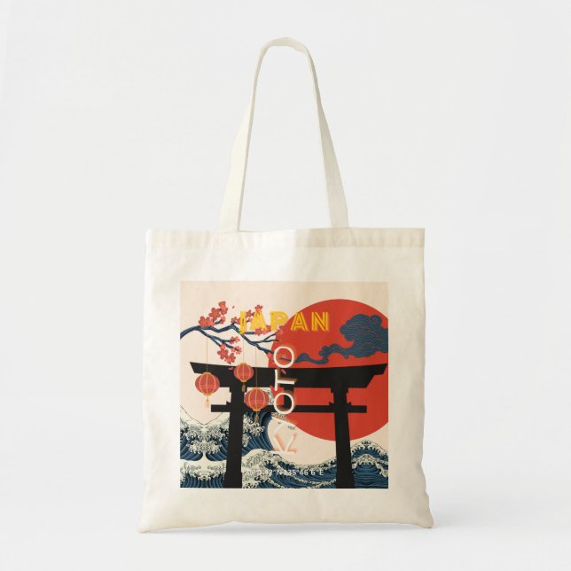 Tote Bag Kyoto Japan Travel Art, Art Voyage Retro (Devant)
