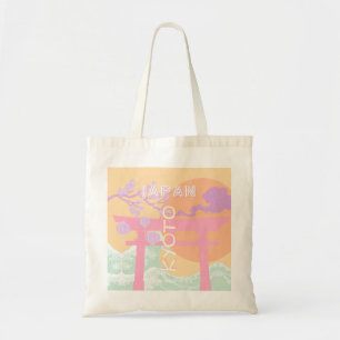 Tote Bag Kyoto Japan Travel Art, Orange Pastel Art