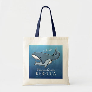 Tote Bag La baleine mignonne personnalisée de bébé de