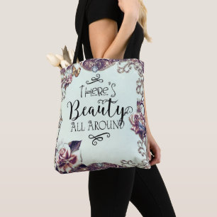 Tote Bag La beauté tout autour des papillons et des Roses
