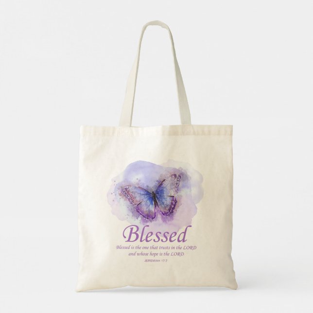 Tote Bag La Bible chrétienne des femmes Verse Papillon : bé (Dos)