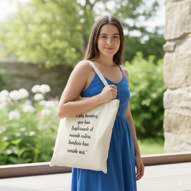 Tote Bag La Bible espagnole chrétienne Actes verbaux 17 Héc (Acts 17 bible verse, custom name & text, Spanish gift for Christians. Con Jesus en el camino)